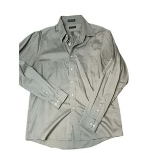 Arrow Shirt Mens Large 16.5 36/37 Sage Gray Fairfield Pinpoint Wrinkle Free